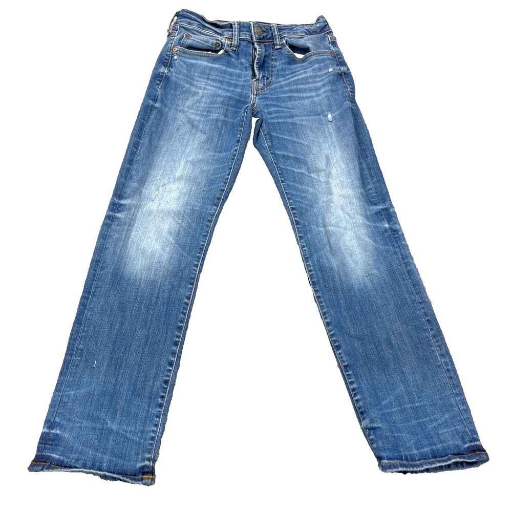 American Eagle Jeans Men 28x30 Original Straight Leg Med Wash Faded Whiskered
